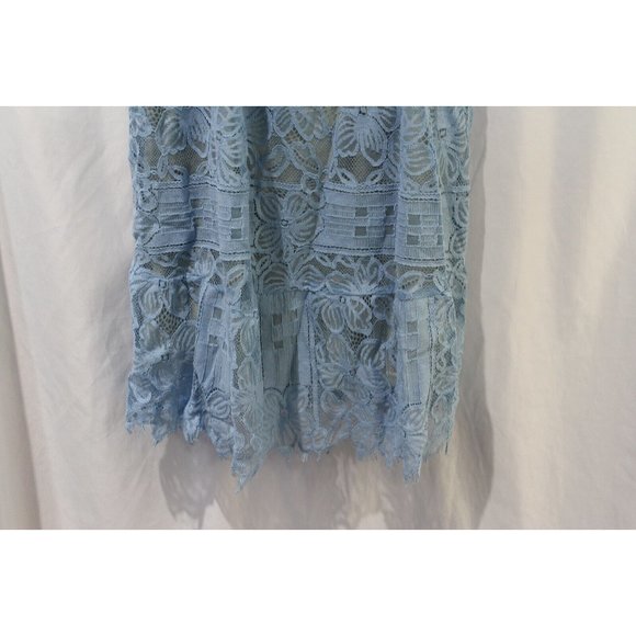 NWT Alfani Womens Light Blue Lace Overlay Halter Blouse 12 - Picture 6 of 8